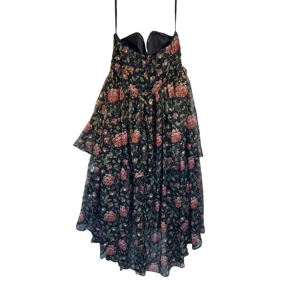 Forever Unique‎ Strapless Witchygoth Fairy Prom Dress Maxi Sheer Roses Size 8 - Picture 8 of 10